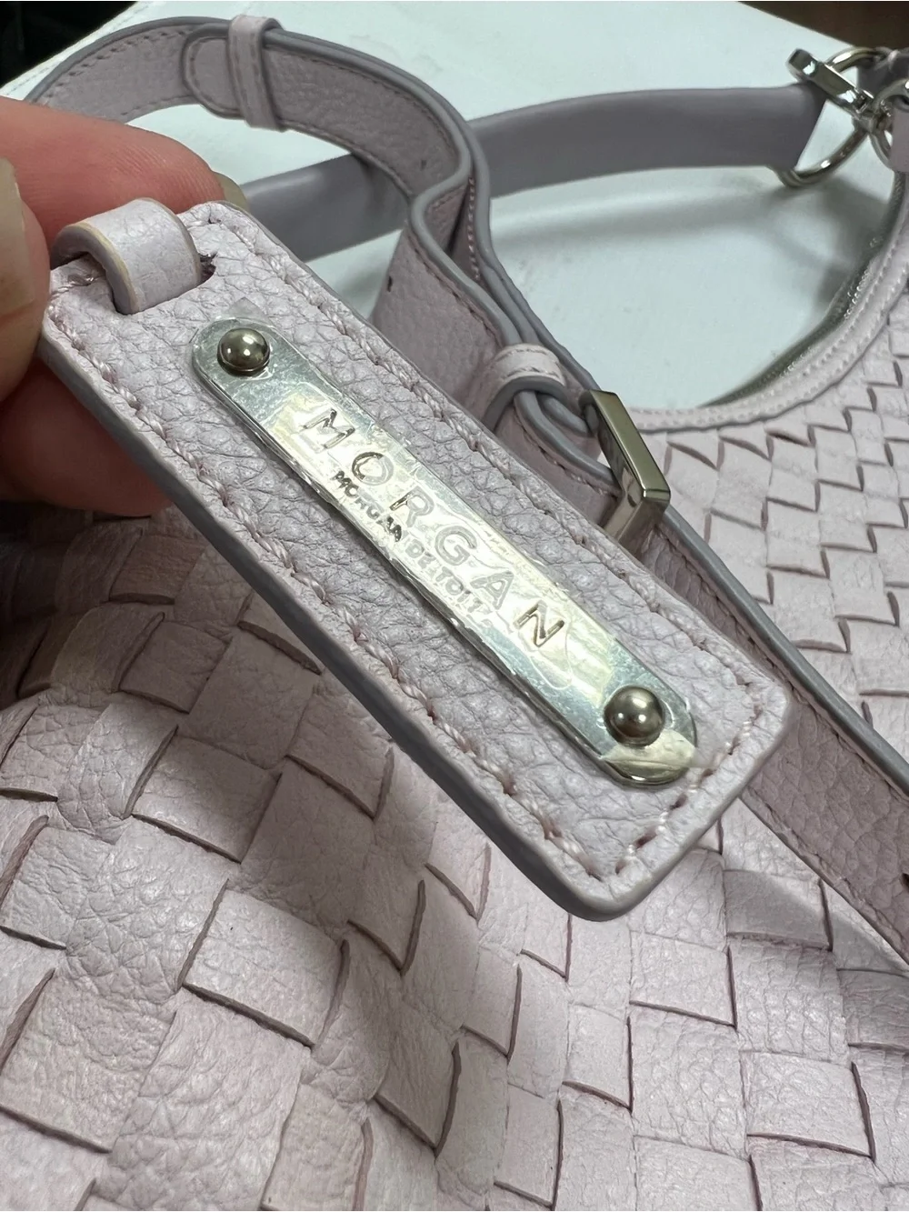 Anthropologie Morgan Woven Hobo Bag in Pale Lavender Braided Boho